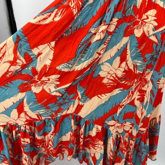 Free People Intimately Small heat wave maxi dress red Blue Asymmetric Hem - Picture 6 of 10